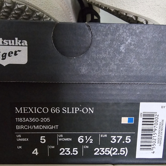 NWT Authentic Onitsuka Tiger Mexico 66 Slip-on Birch & Midnight Size 6.5 Women - Picture 8 of 9
